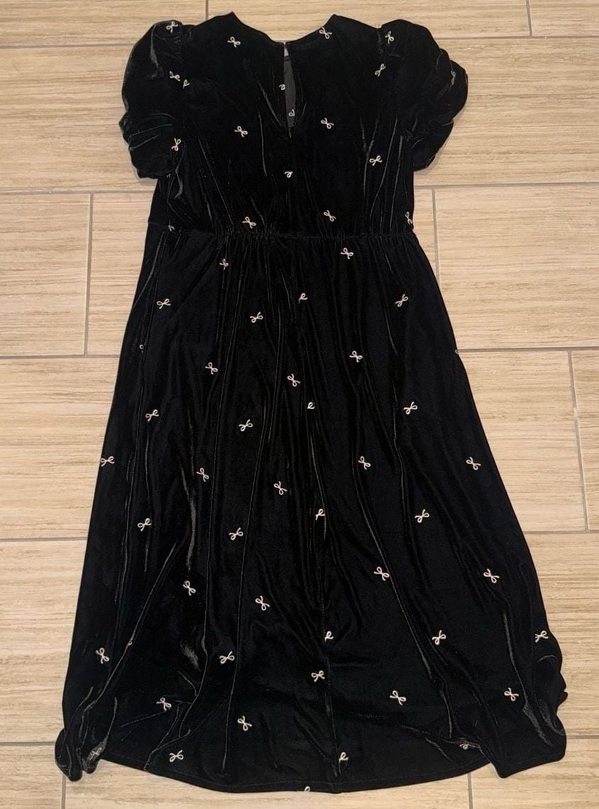 NWT Velvet puff-sleeve midi dress bow size 18 8