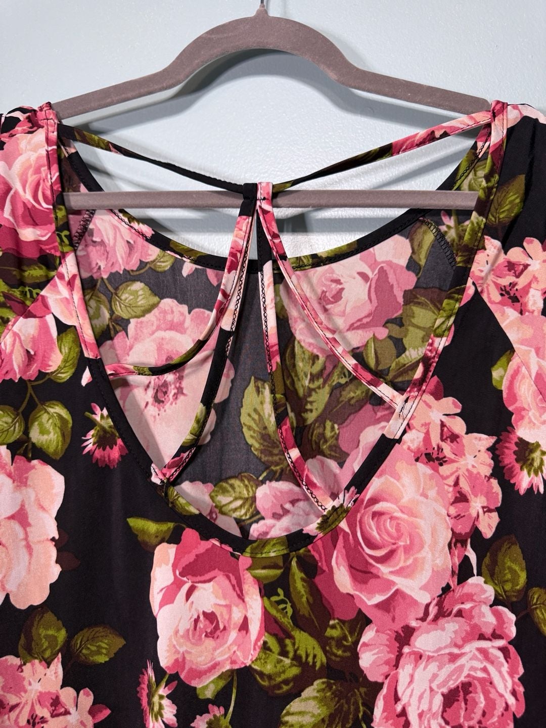 Cold Shoulder Floral Blouse Black Pink Floral 5