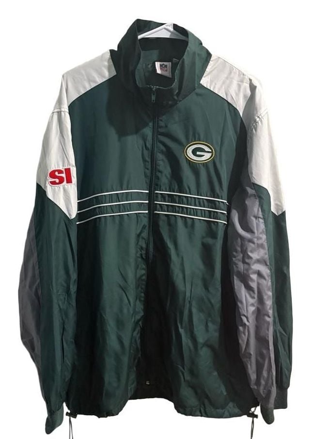 NFL Green Bay Packers Jacket XL Green White Windbreaker 2