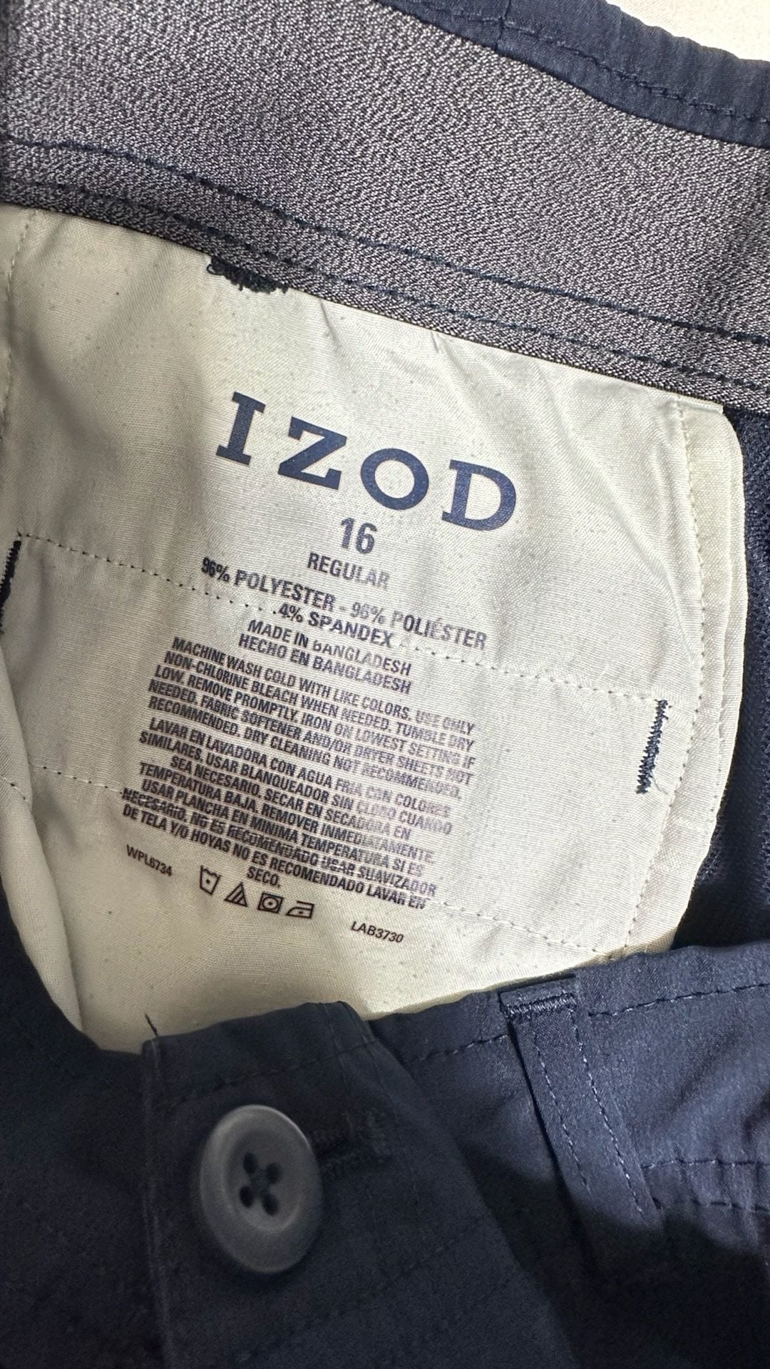 IZOD Boys Pants Size 16 Regular Blue Performance Dress Golf Stretch 4