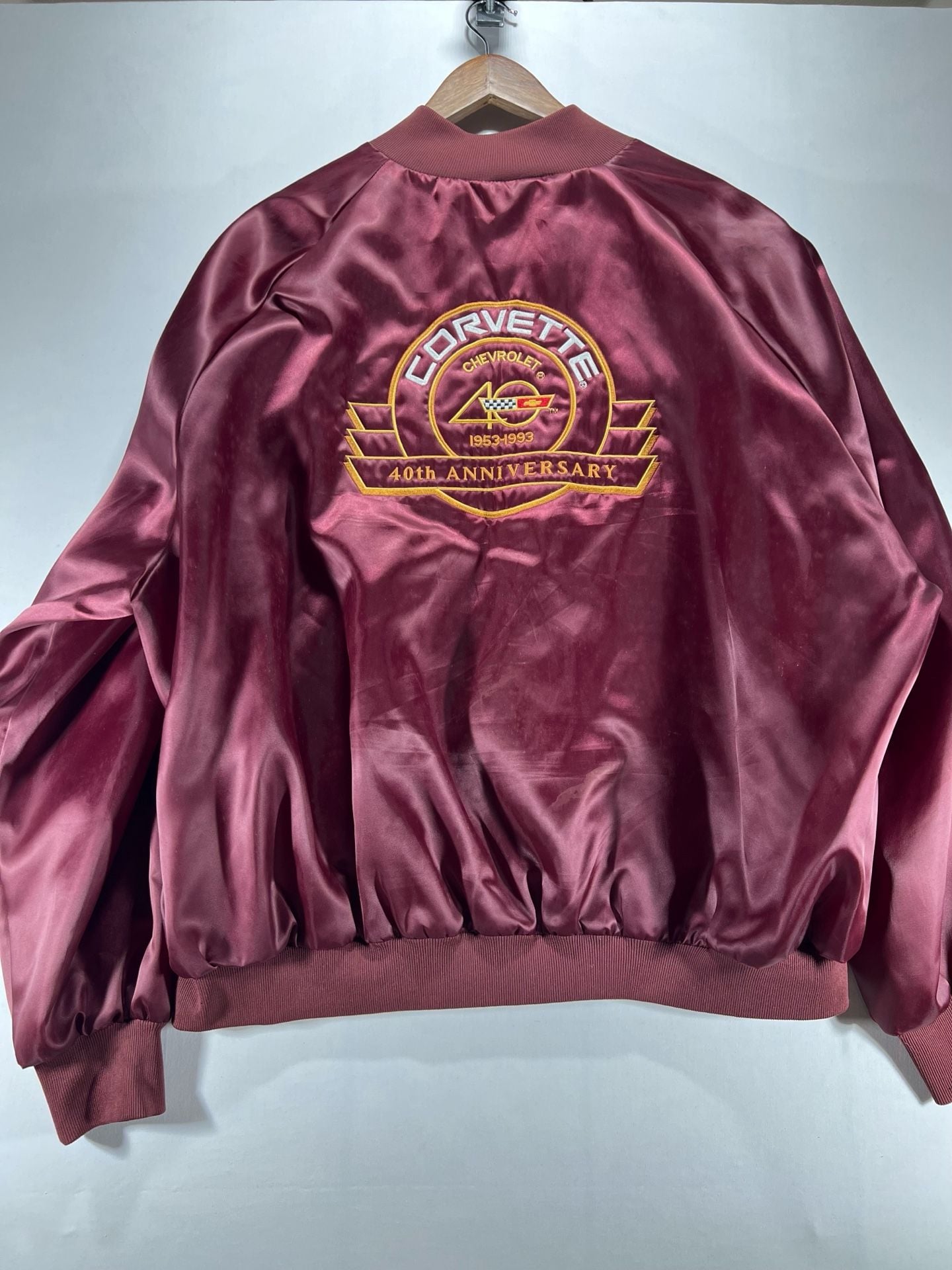 Chevrolet Corvette 40th Anniversary 1953-1993 Satin Bomber Jacket Burgundy 2
