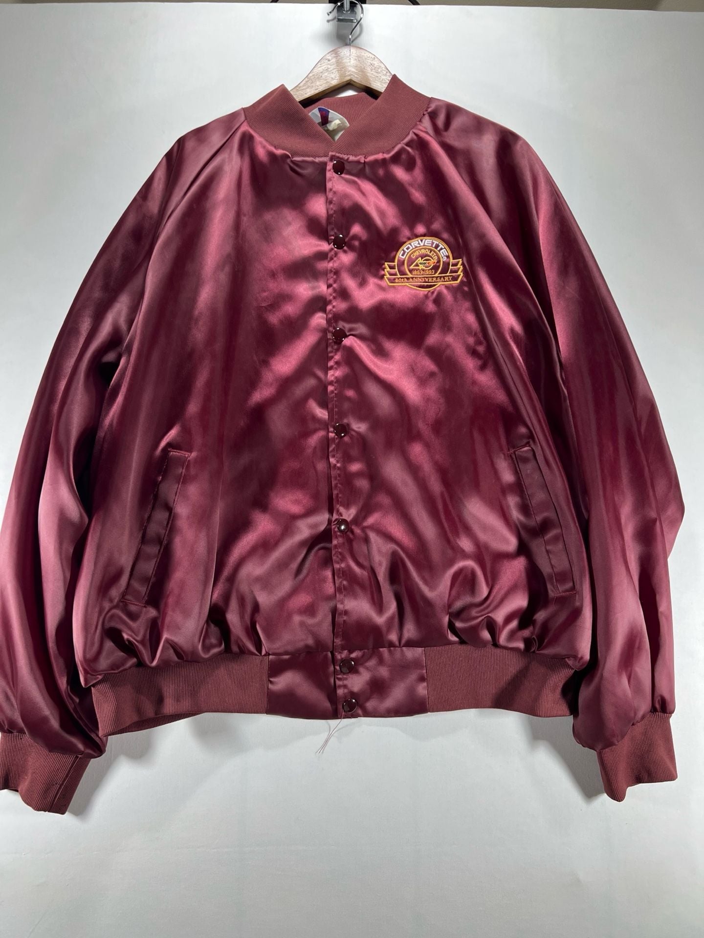 Chevrolet Corvette 40th Anniversary 1953-1993 Satin Bomber Jacket Burgundy 3