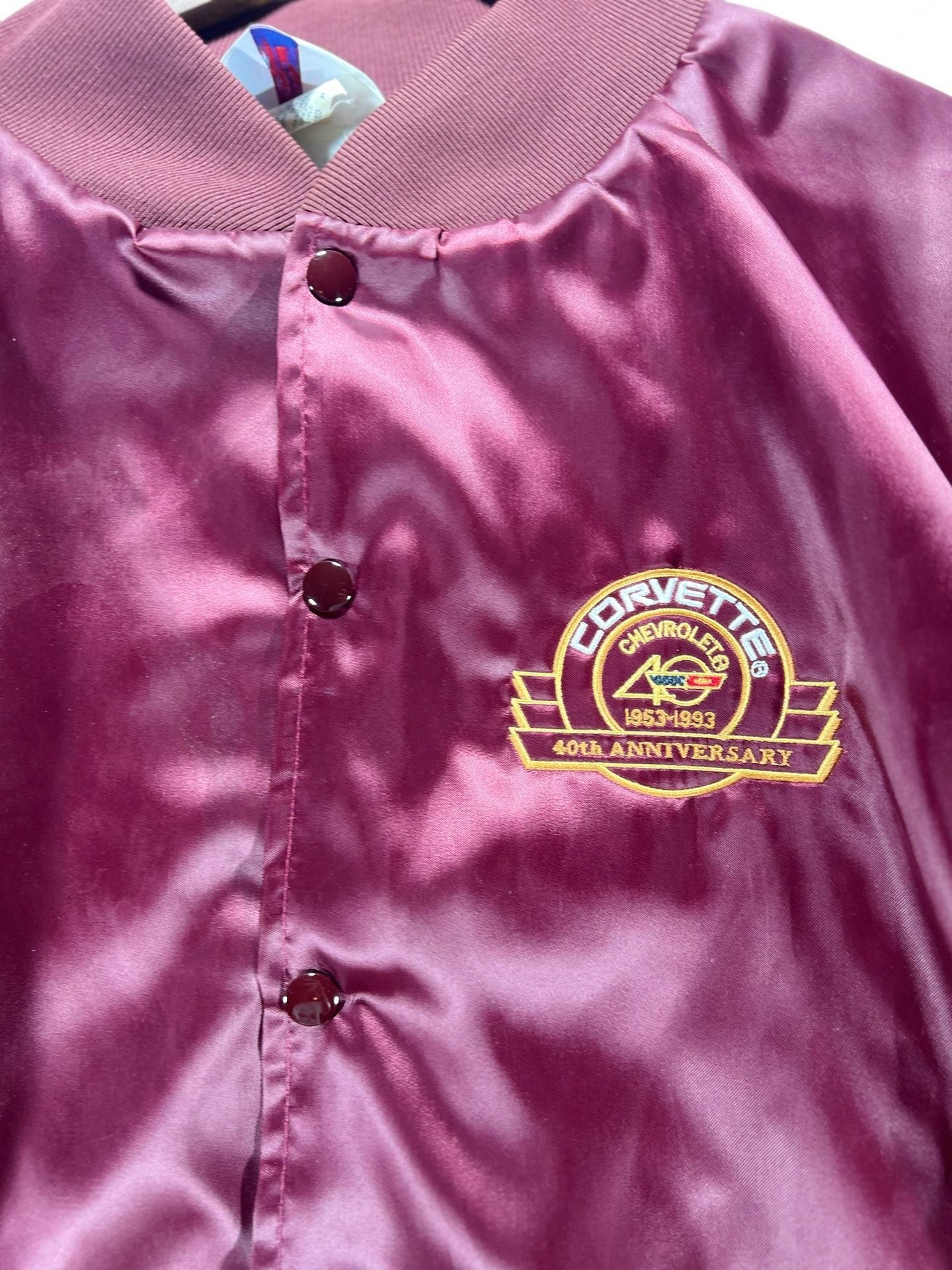 Chevrolet Corvette 40th Anniversary 1953-1993 Satin Bomber Jacket Burgundy 4