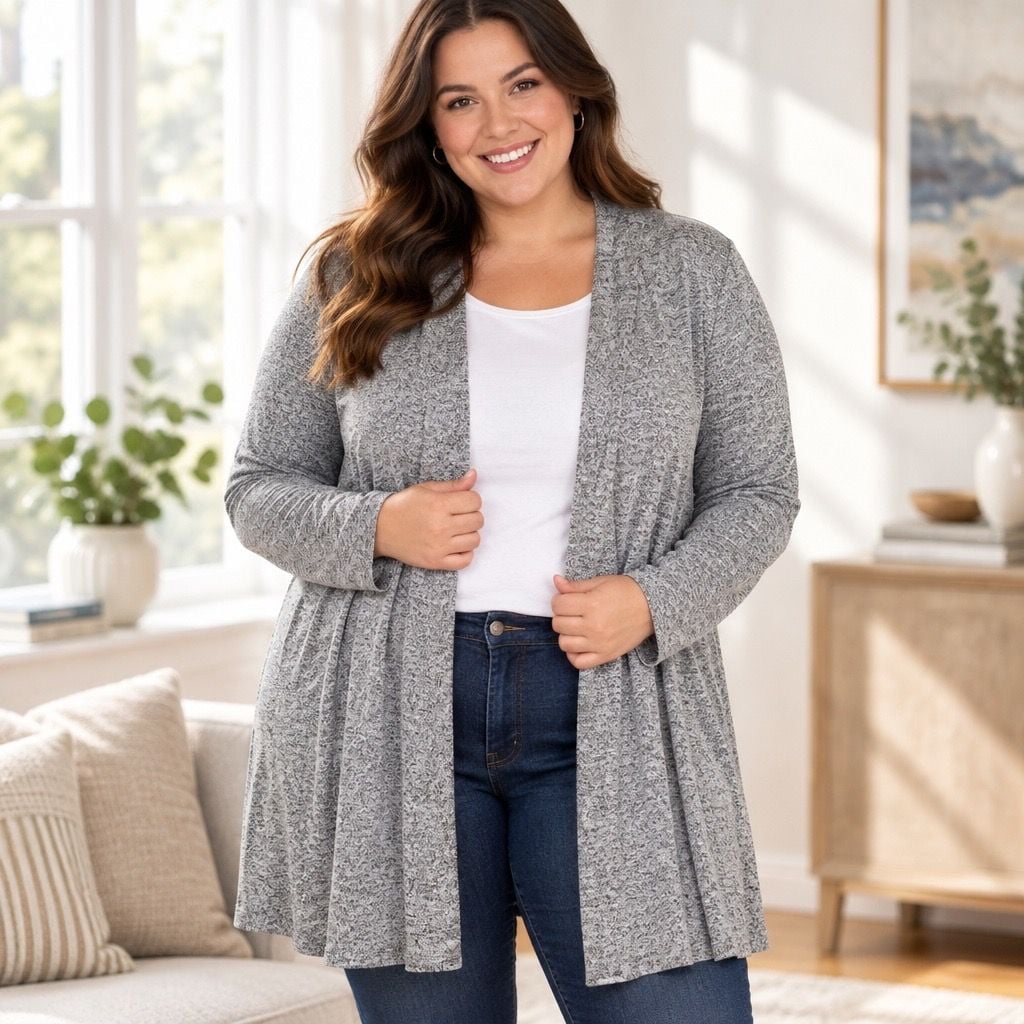Liv & Piper Open Front Cardigan Size 2XL Gray Heather Long Sleeve 2