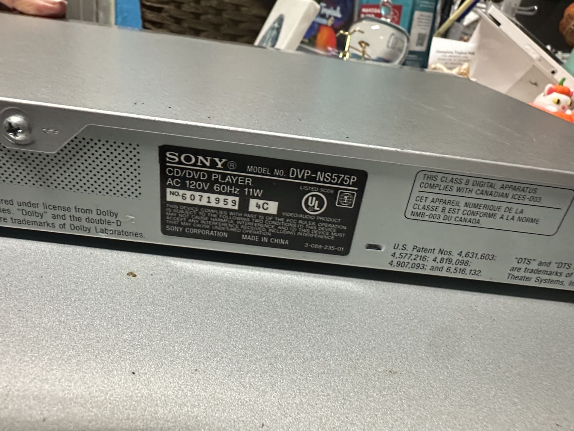 Sony DVD Player DVP-NS575P Progressive Scan 7