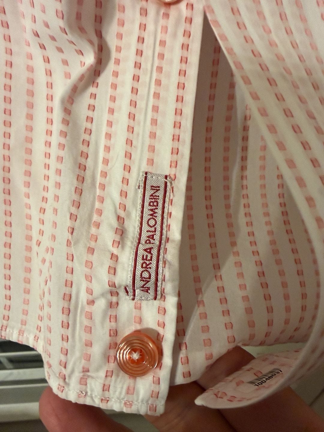 Andrea Palombini Dress Shirt XXL Pink White Striped Long Sleeve Italian 3