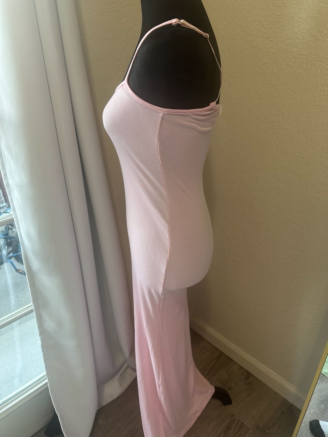 SKIMS Ribbed Pink Maxi Slip Dress 7