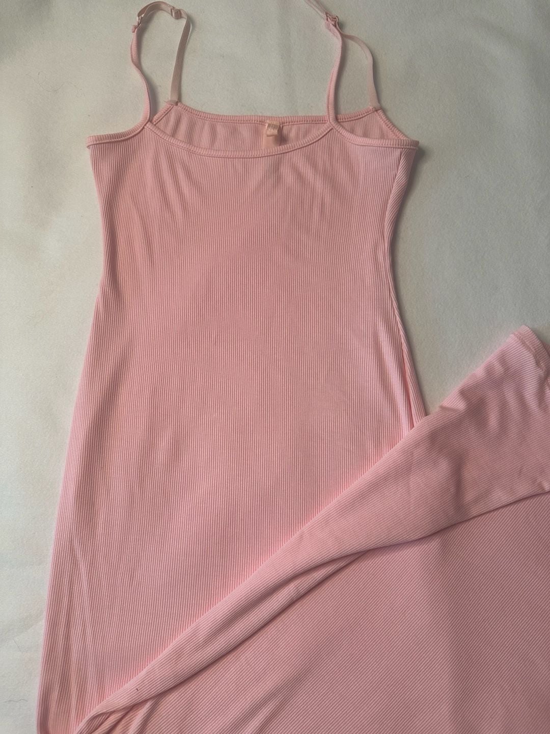 SKIMS Ribbed Pink Maxi Slip Dress 10