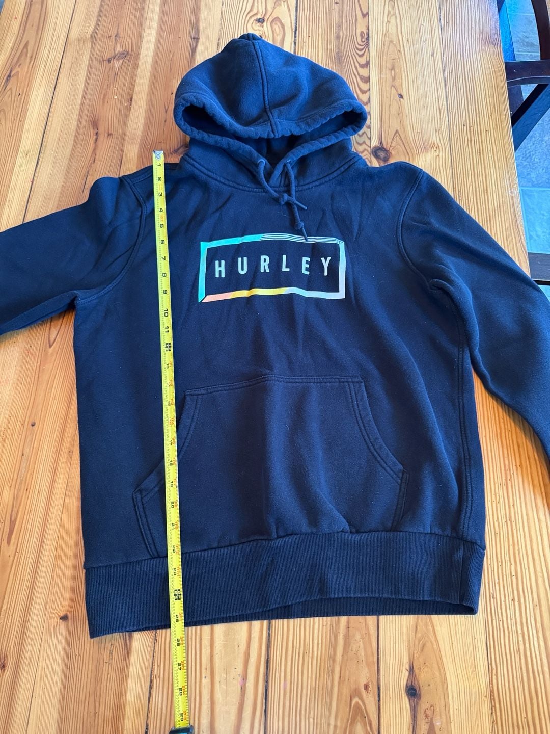 Hurley Pullover Hoodie Size M Black Graphic Logo Sweatshirt 8