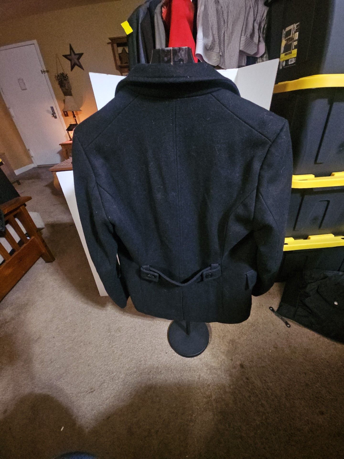 H&M Pea Coat Size 40 Black Wool Blend Double Breasted Jacket 3