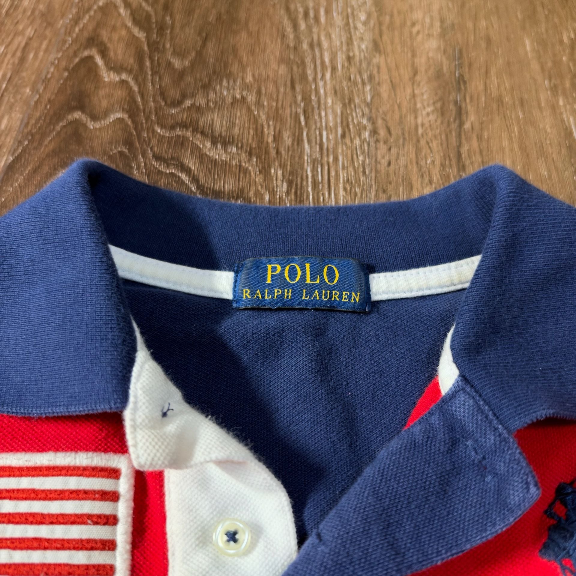 Polo Ralph Lauren US Flag Polo Shirt Red White Blue Kids Small 6