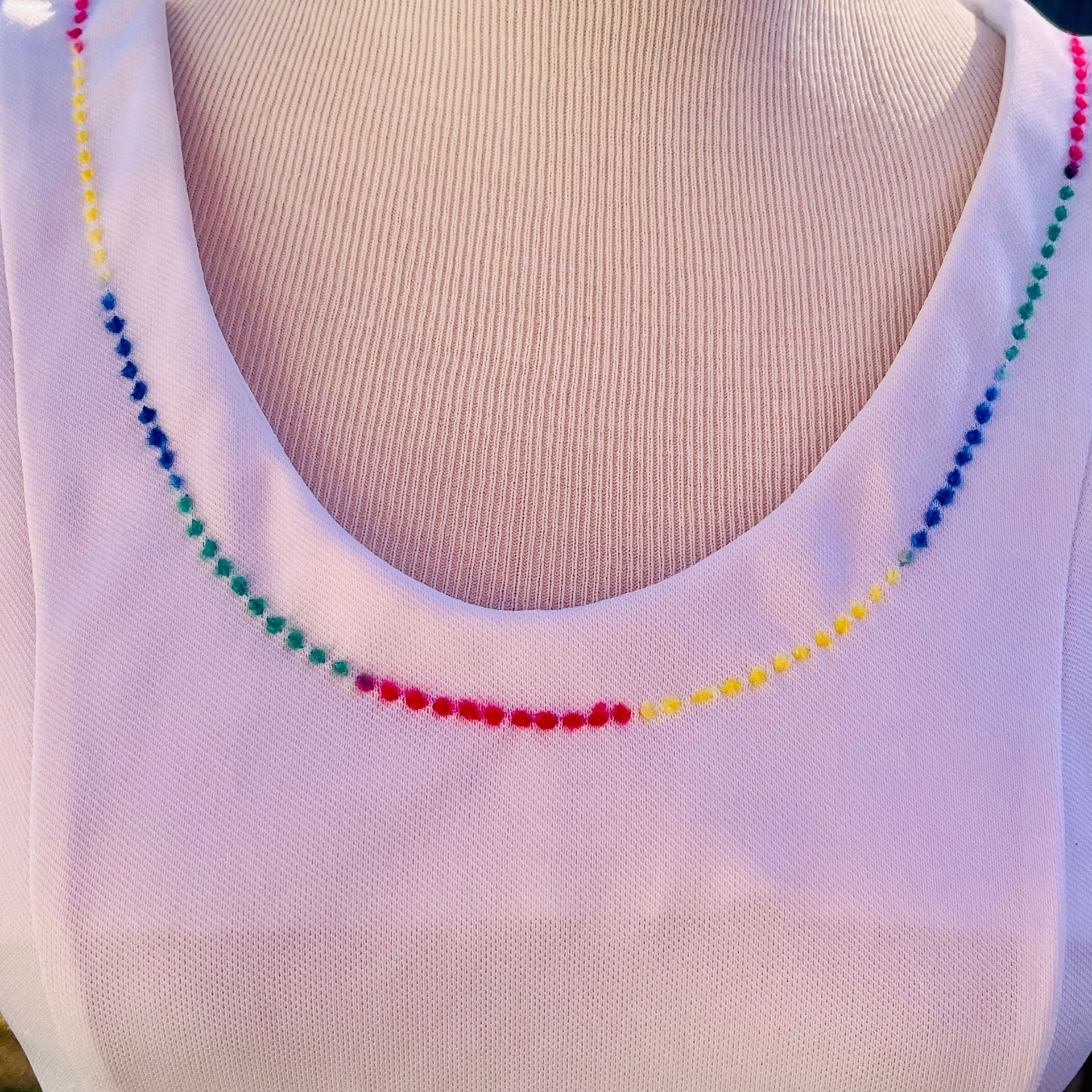 Vintage White Rainbow Trim Tennis Dress 4