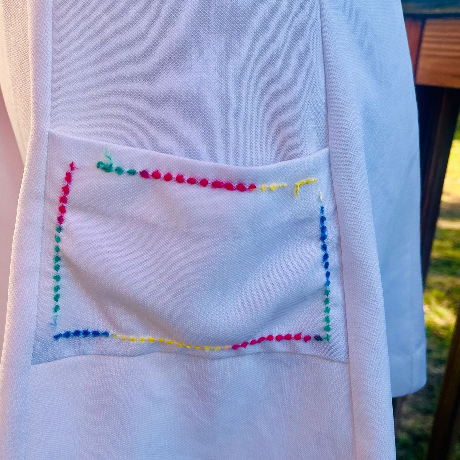 Vintage White Rainbow Trim Tennis Dress 6