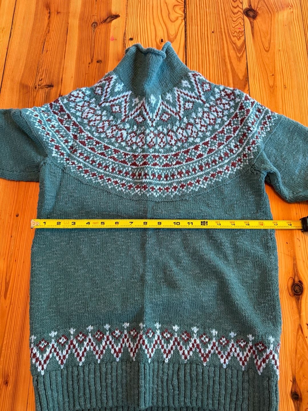 L.L. Bean Fair Isle Turtleneck Sweater Size S Blue Wool Blend 6