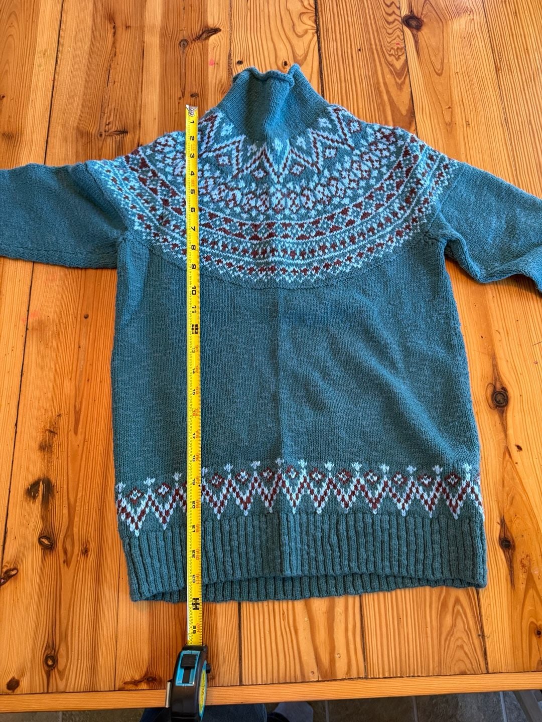 L.L. Bean Fair Isle Turtleneck Sweater Size S Blue Wool Blend 7