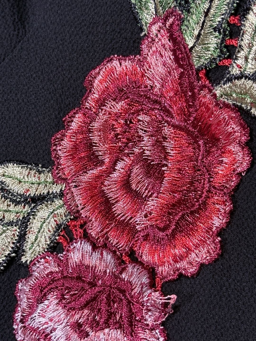 Black Cold Shoulder Embroidered Floral Top 4