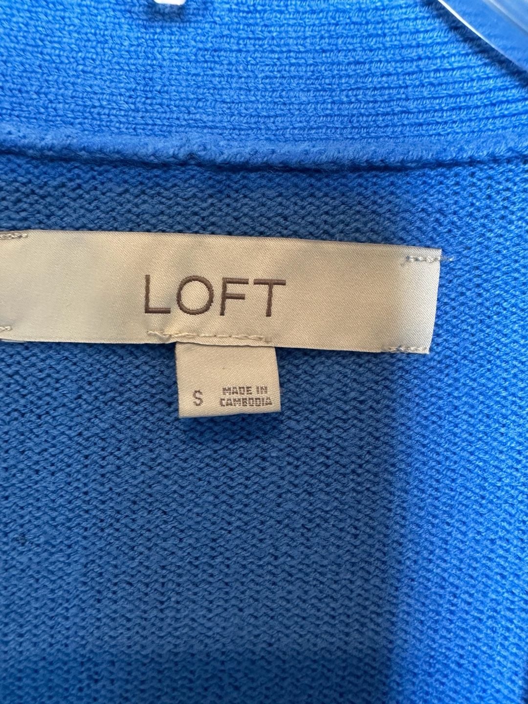 Loft Long Cardigan Size S Blue Button Up Pockets 3