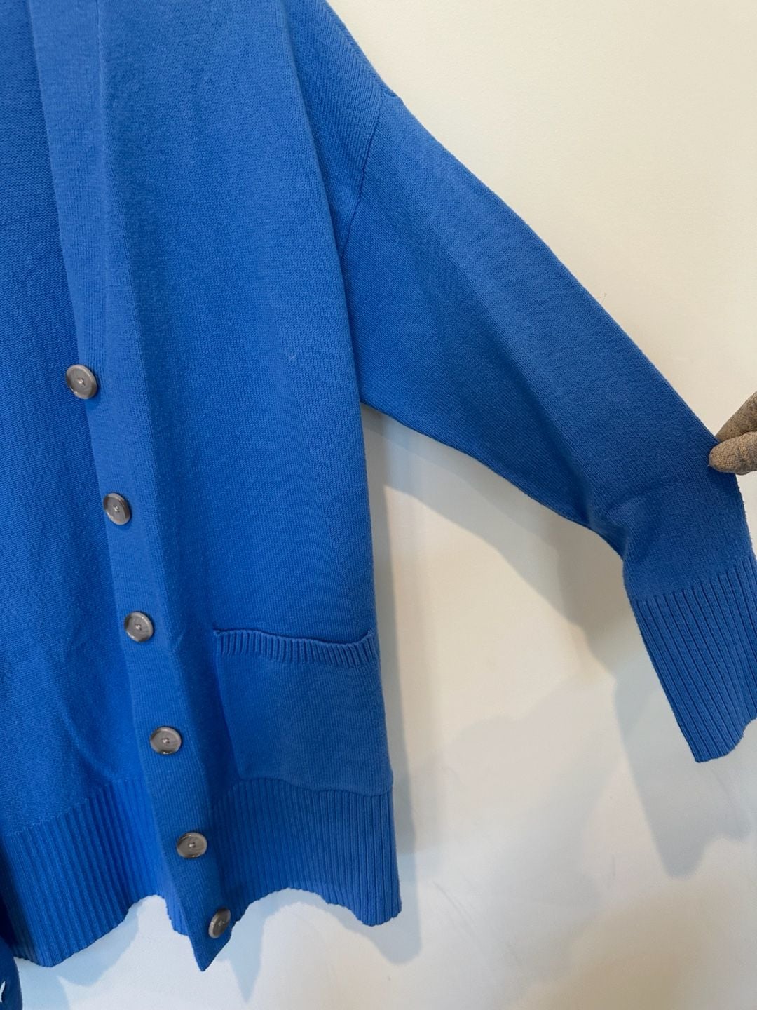 Loft Long Cardigan Size S Blue Button Up Pockets 4