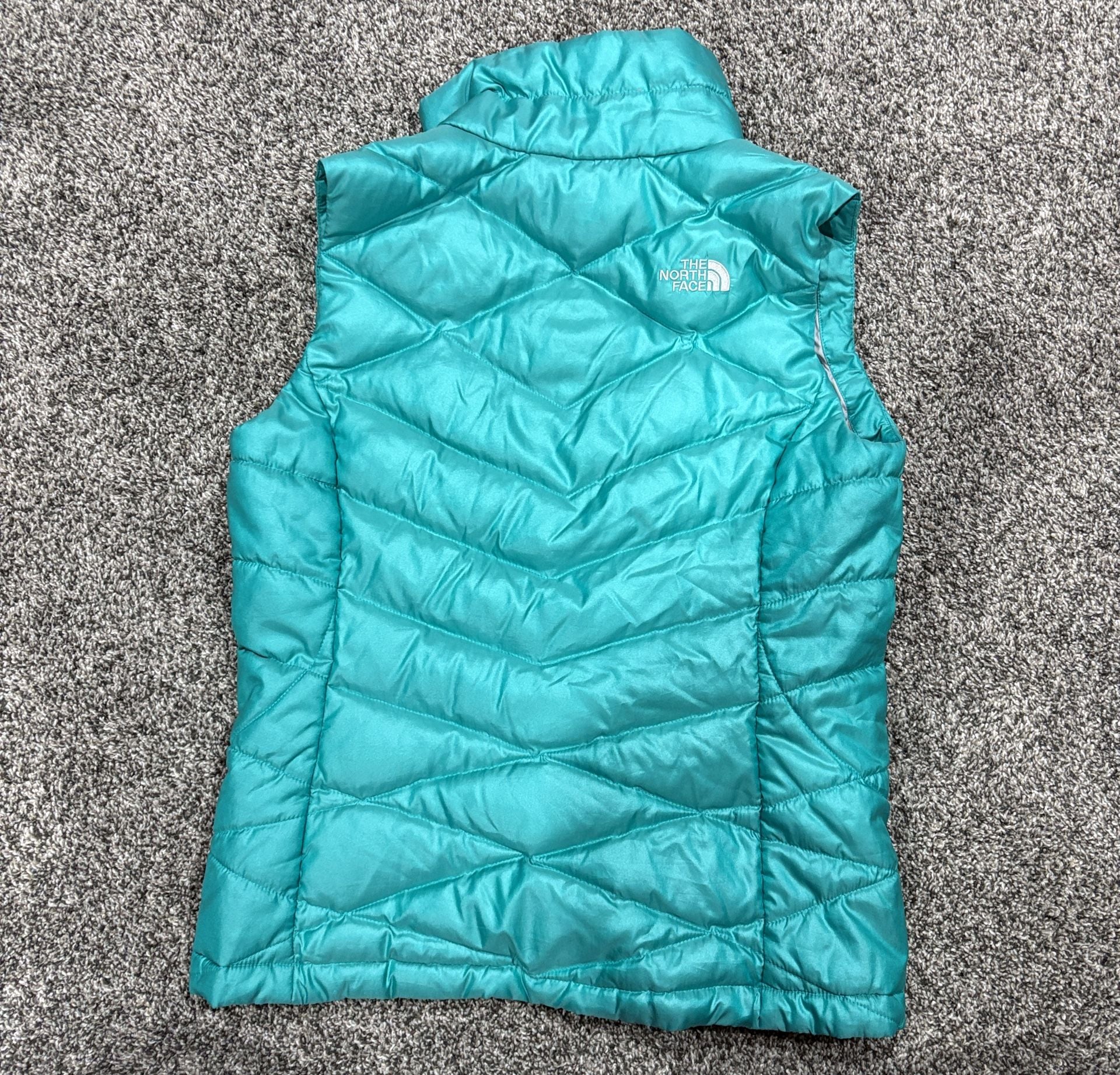 The North Face 550 Down Puffer Vest Size S Teal Blue Full Zip 9