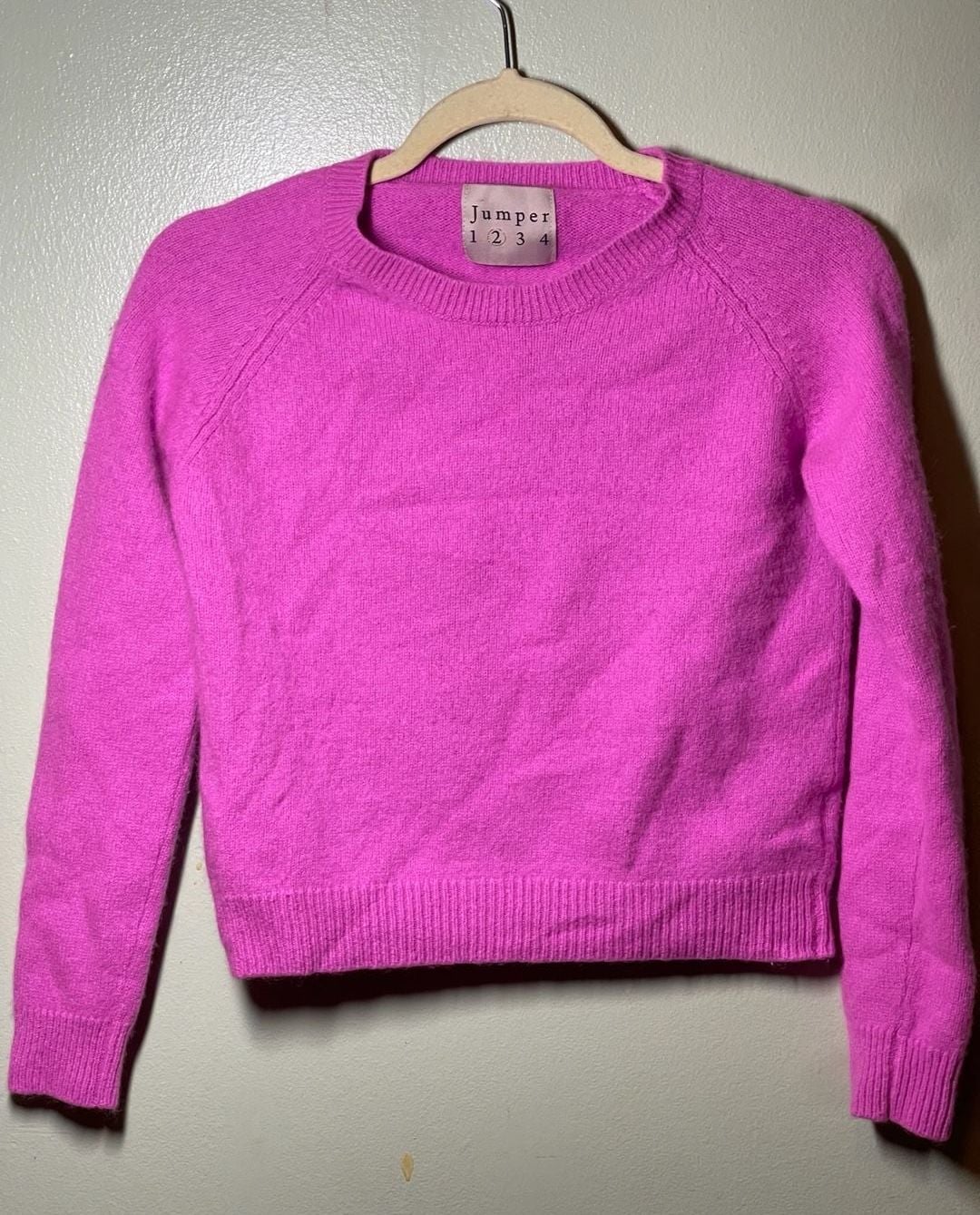 Jumper 1234 100% Cashmere Crewneck Sweater Hot Pink Magenta Womens 2 US Small 4