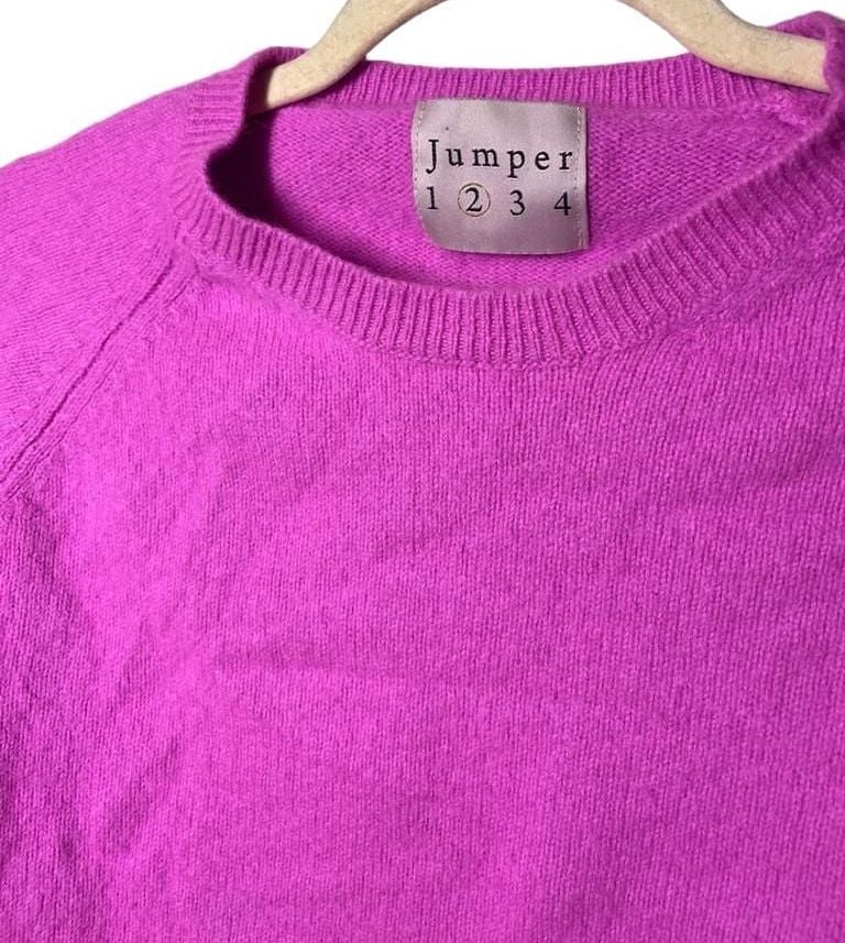 Jumper 1234 100% Cashmere Crewneck Sweater Hot Pink Magenta Womens 2 US Small 2