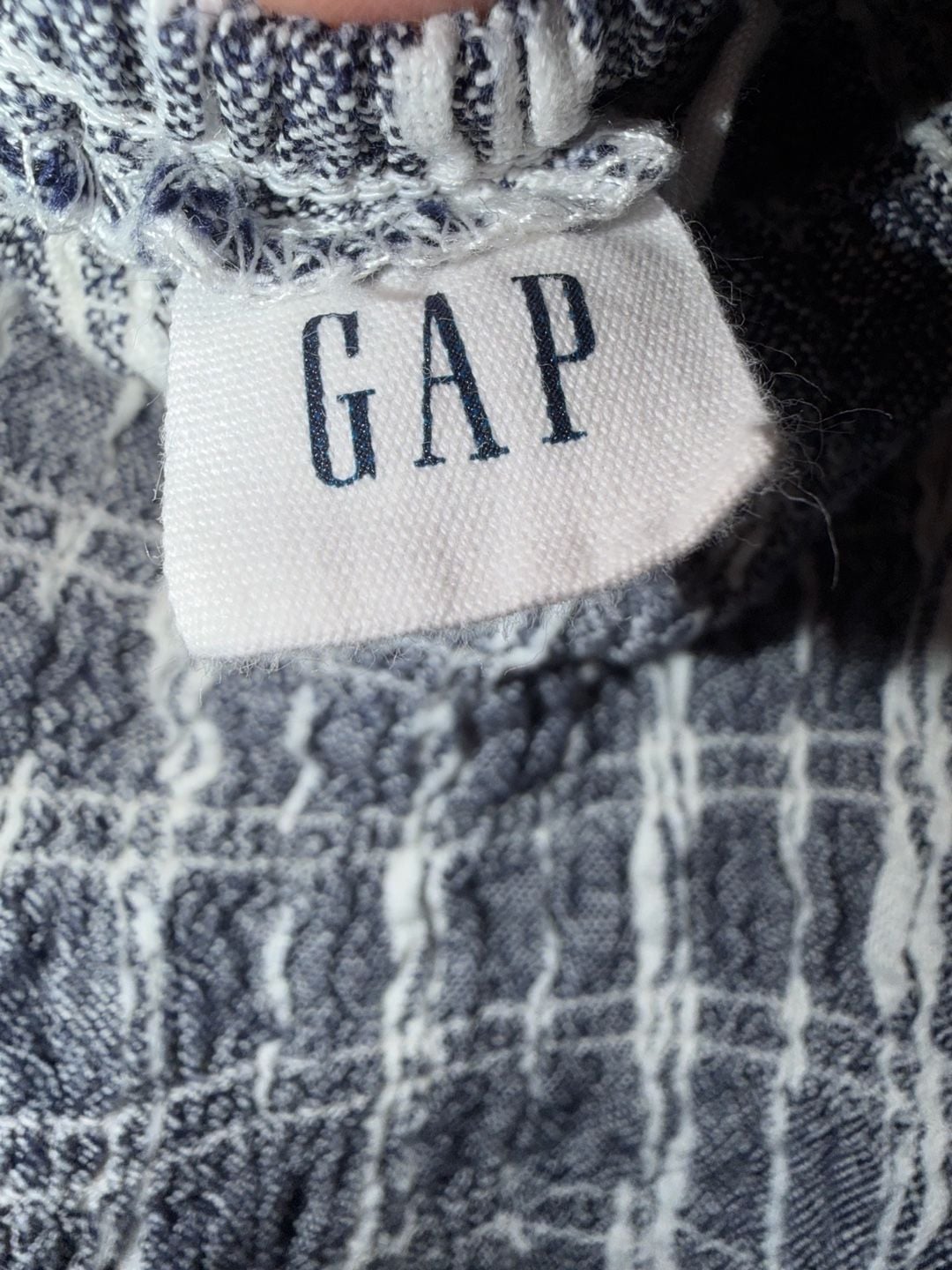 Gap Striped Smocked Wide Leg Jumpsuit Blue White 7
