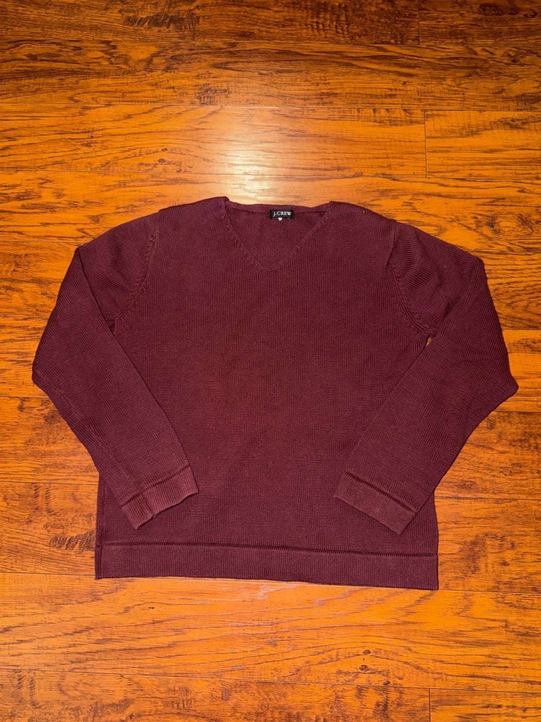 Women’s J.Crew V-Neck Sweater Small Burgundy Cotton Knit Long Sleeve 2