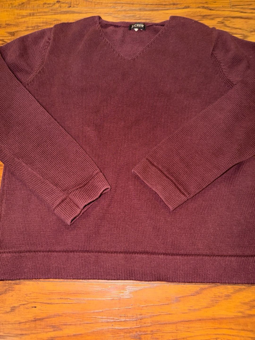 Women’s J.Crew V-Neck Sweater Small Burgundy Cotton Knit Long Sleeve 3