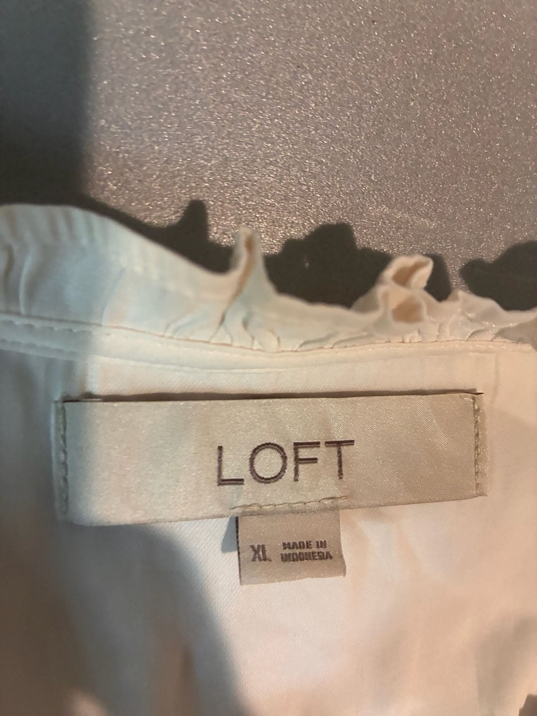 LOFT Ruffle Collar Blouse Size XL White 3