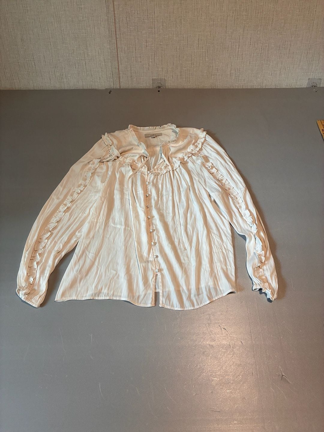 LOFT Ruffle Collar Blouse Size XL White 4