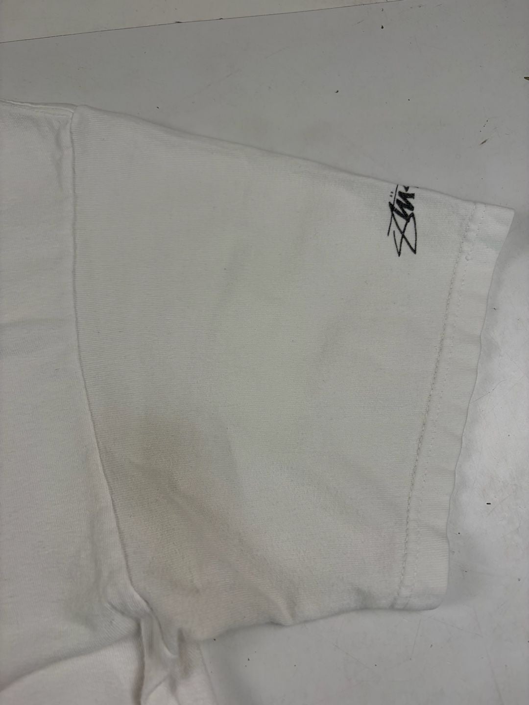 Stussy Graphic Photo T-Shirt White Surfboard Orange Dress Size M (OF) *light staining 5