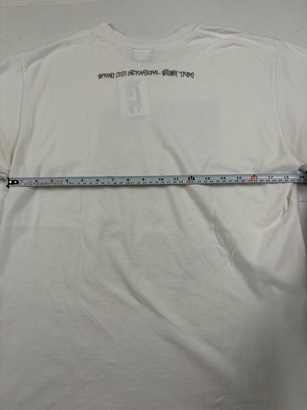 Stussy Graphic Photo T-Shirt White Surfboard Orange Dress Size M (OF) *light staining 11