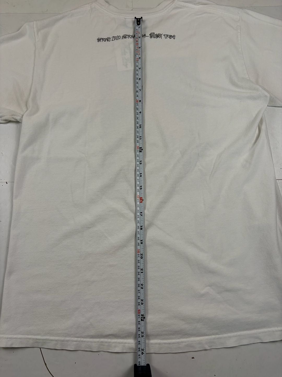 Stussy Graphic Photo T-Shirt White Surfboard Orange Dress Size M (OF) *light staining 15