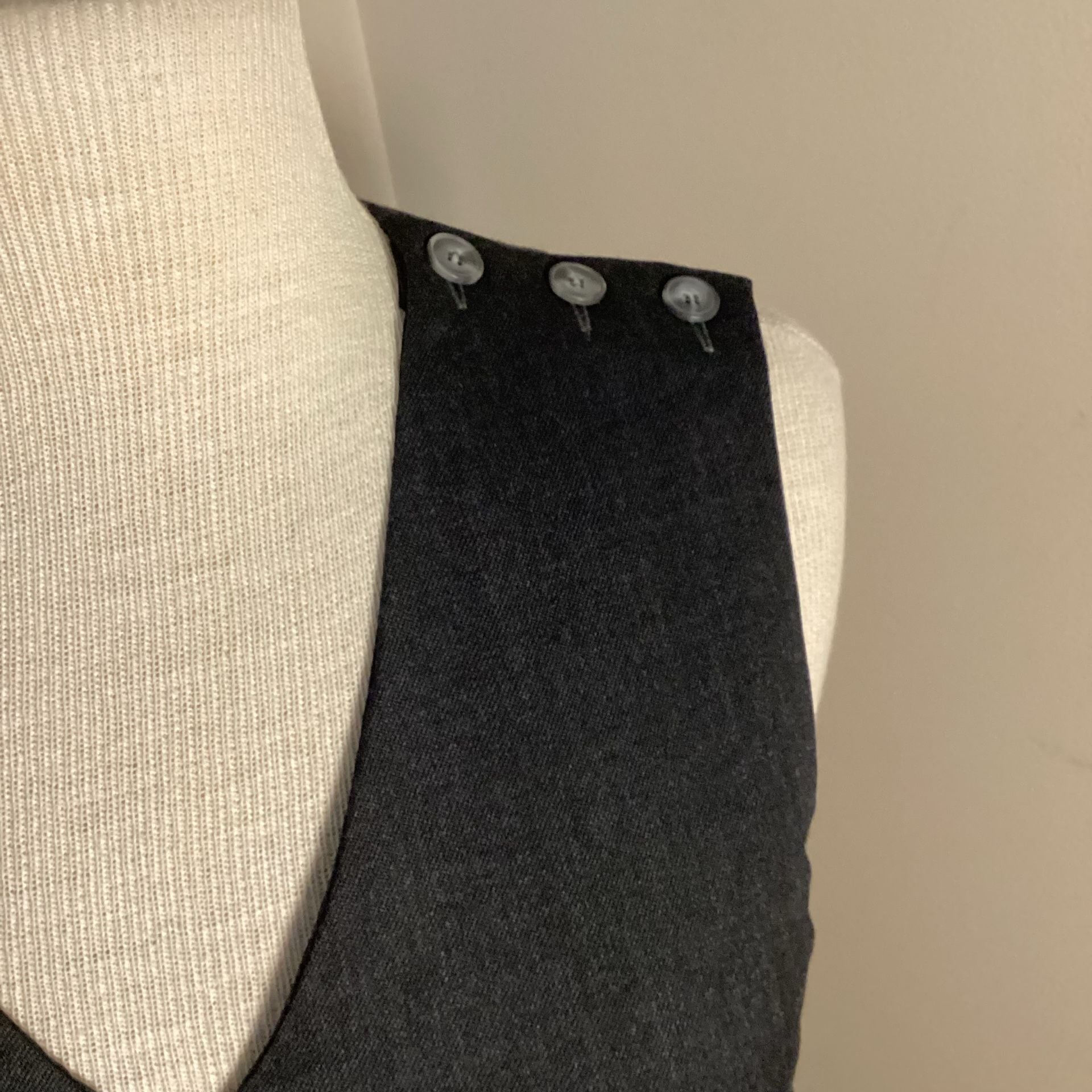 Laura Ashley Wool Pinafore Dress Size 8 Black Sleeveless V-Neck 5