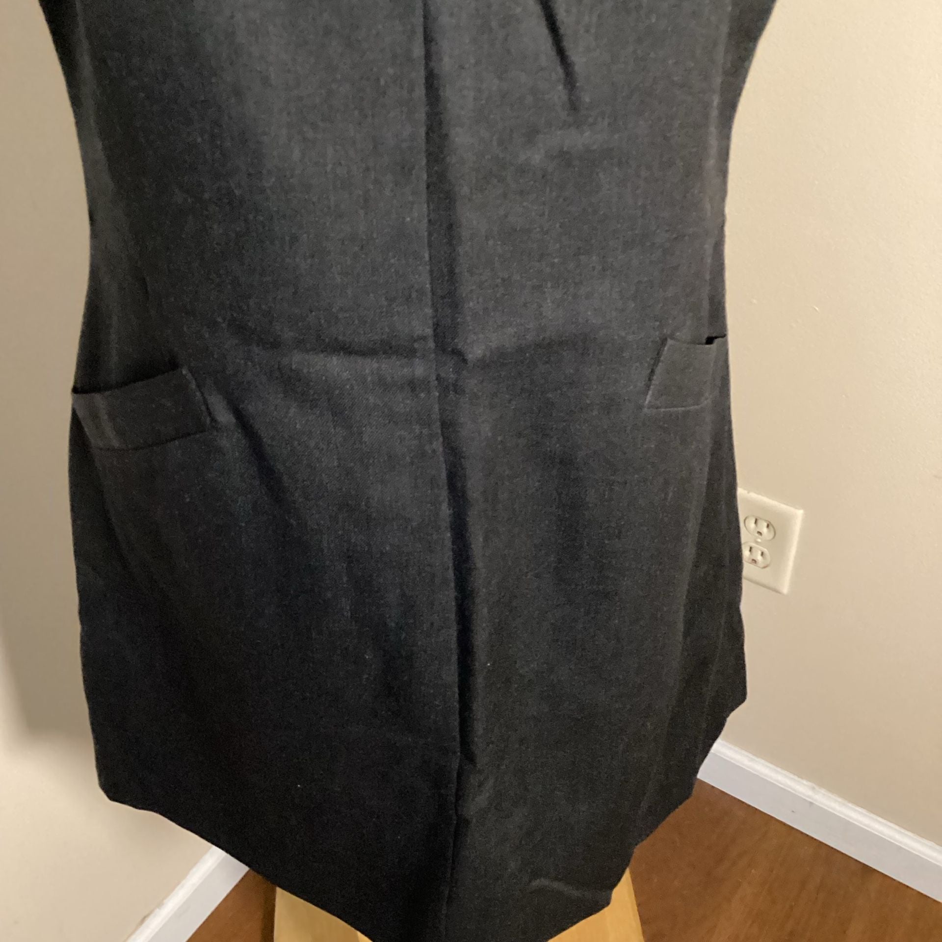 Laura Ashley Wool Pinafore Dress Size 8 Black Sleeveless V-Neck 6