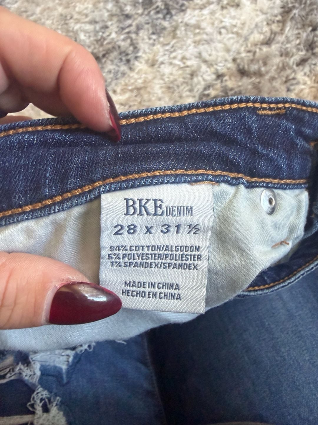 BKE Billie Tailored Bootcut Jeans 28x31.5 Dark Wash Distressed 3