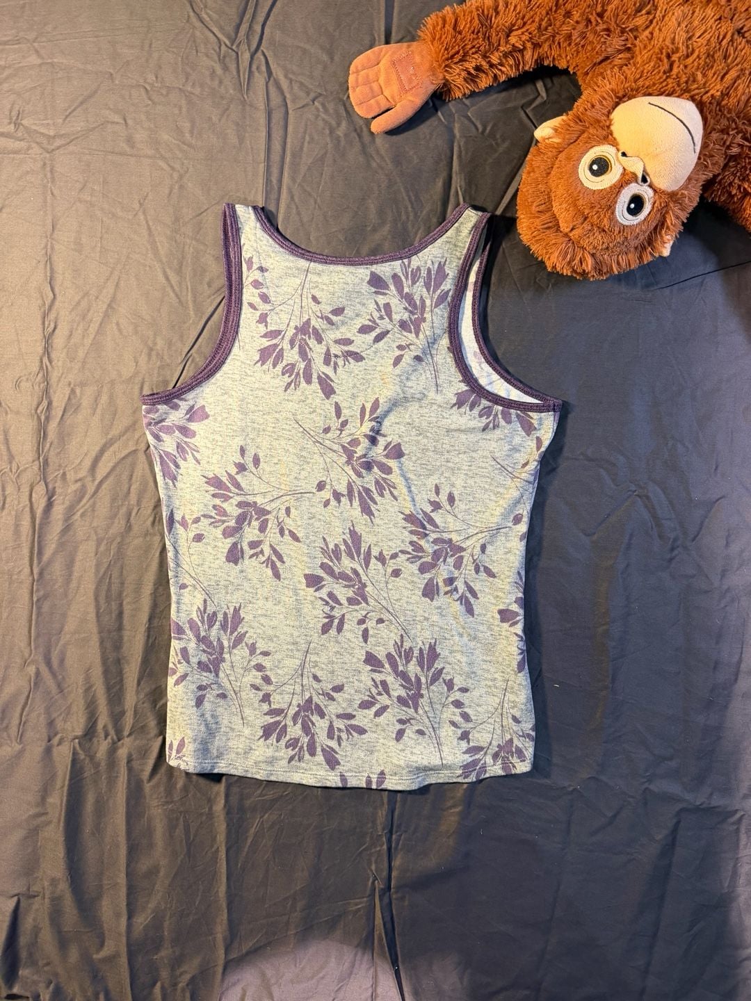Live Love Lounge Tank Top Size XS Purple Floral 4