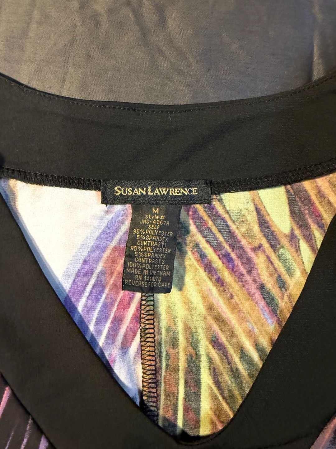Susan Lawrence Sleeveless V-Neck Tunic Size M Abstract Print 3