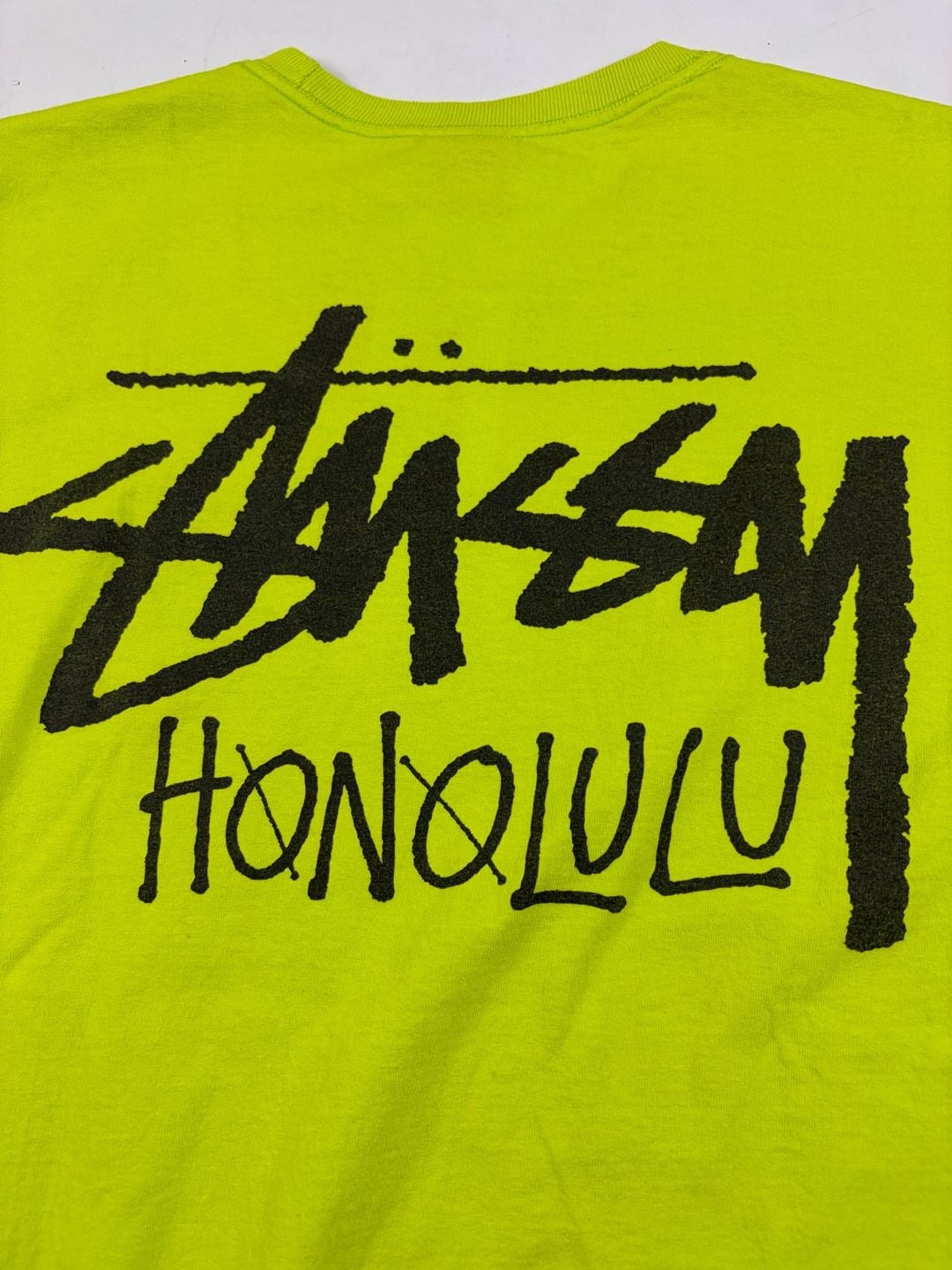 Stussy Honolulu T-Shirt Lime Green Graphic Tee Size M (OF) 9