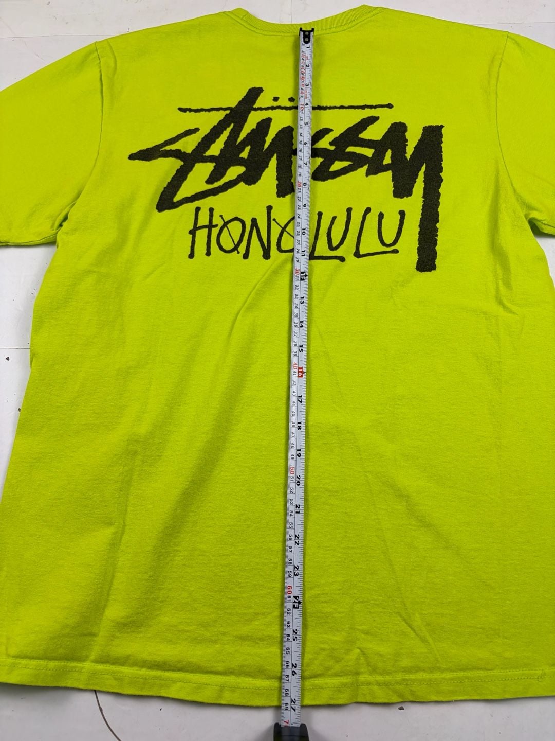 Stussy Honolulu T-Shirt Lime Green Graphic Tee Size M (OF) 12