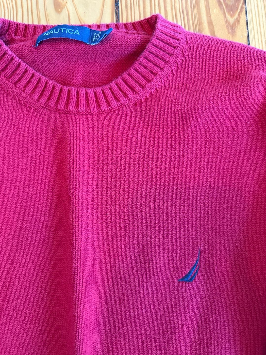 Nautica Cotton Crewneck Sweater Size M Red 3