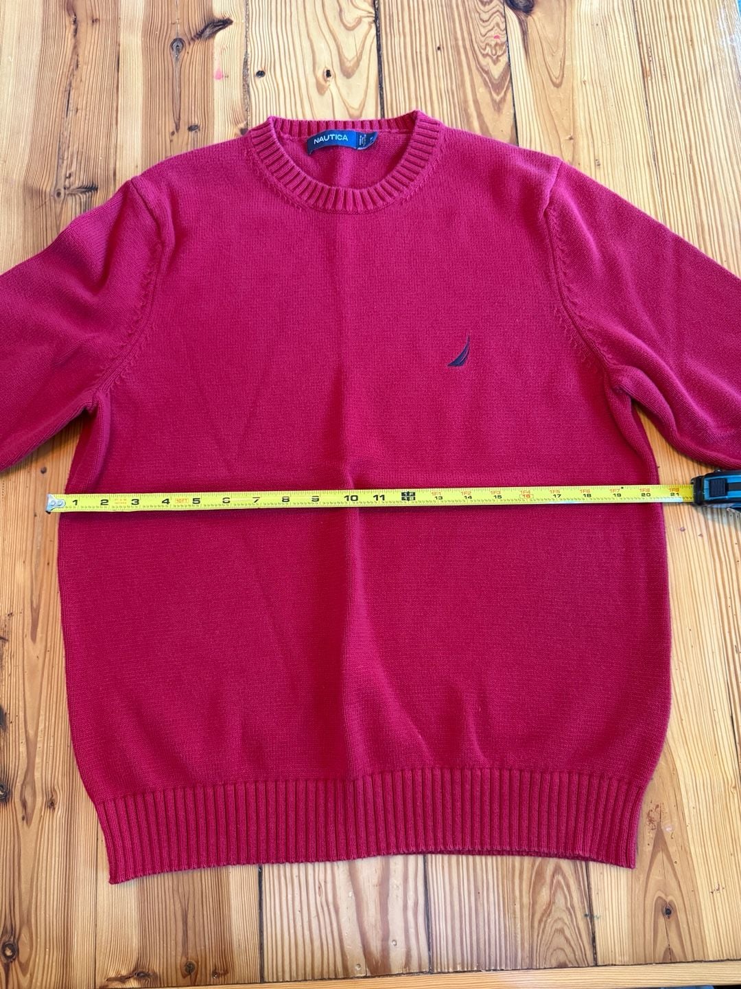Nautica Cotton Crewneck Sweater Size M Red 6