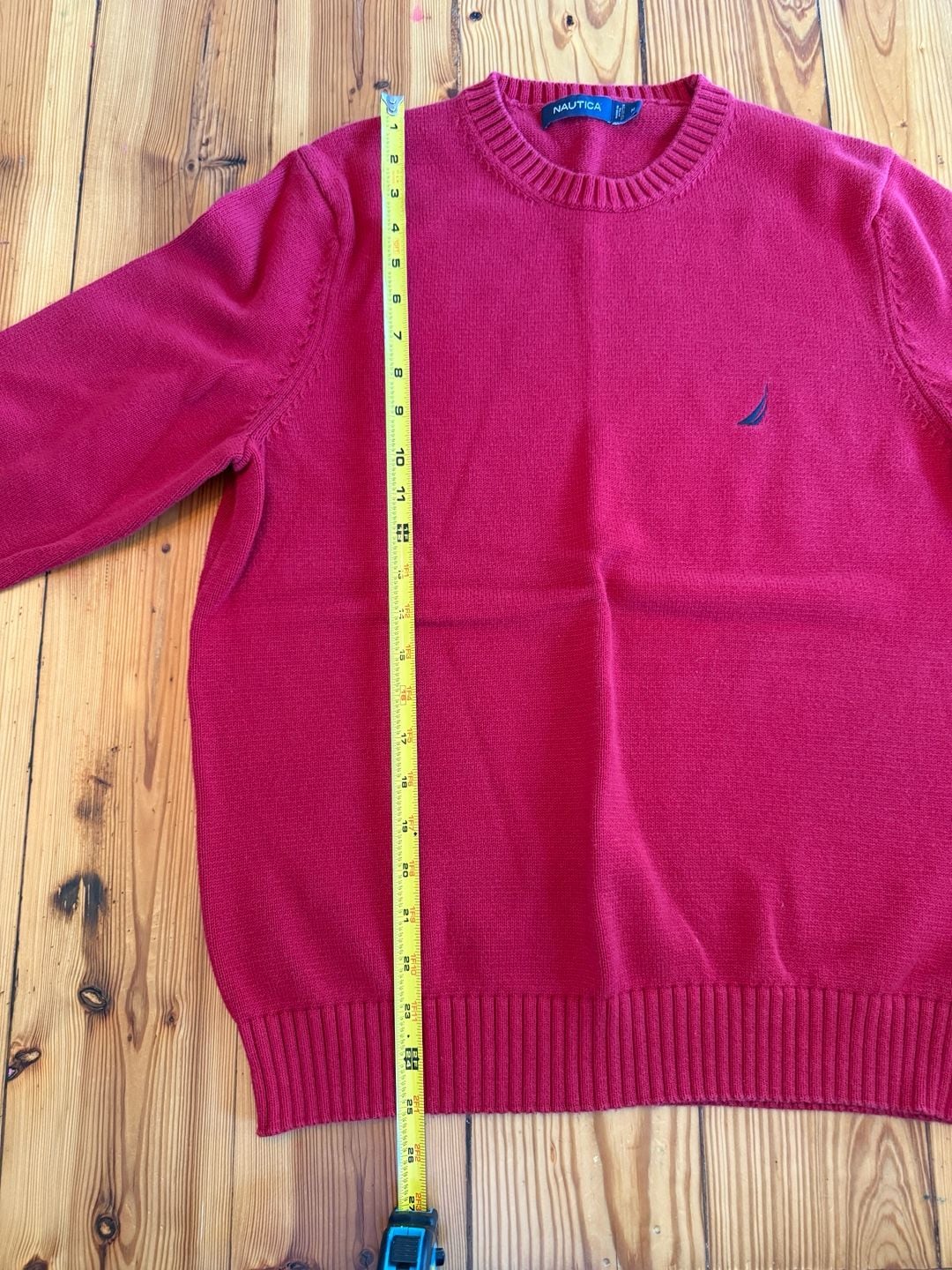 Nautica Cotton Crewneck Sweater Size M Red 7