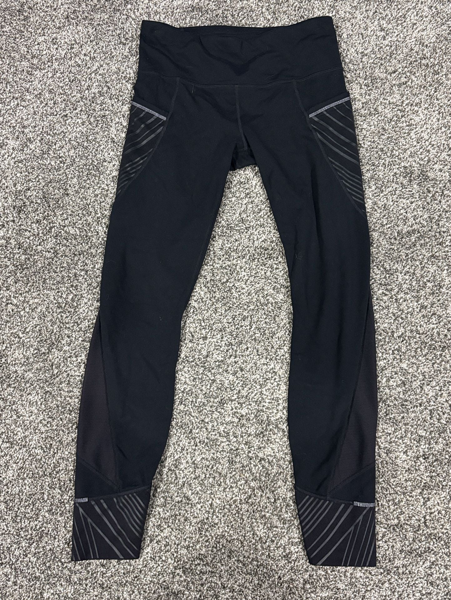 Athleta Leggings Size S Black Striped Athletic Activewear Pants 2