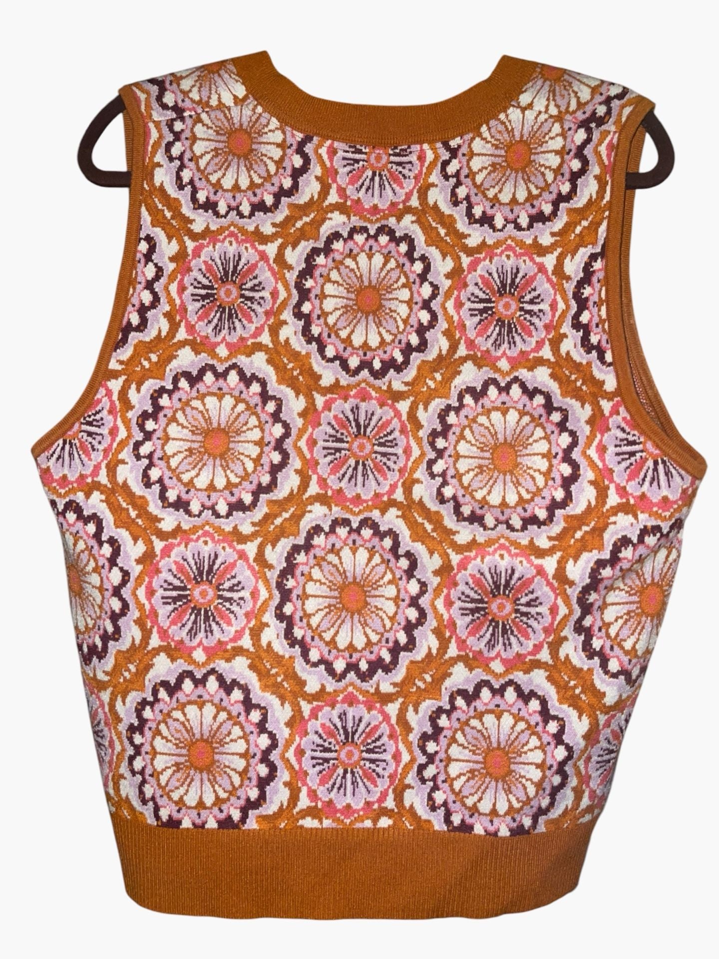 Maeve Anthropologie Floral Jacquard Sweater Vest XL Retro Boho 70s Fall 4