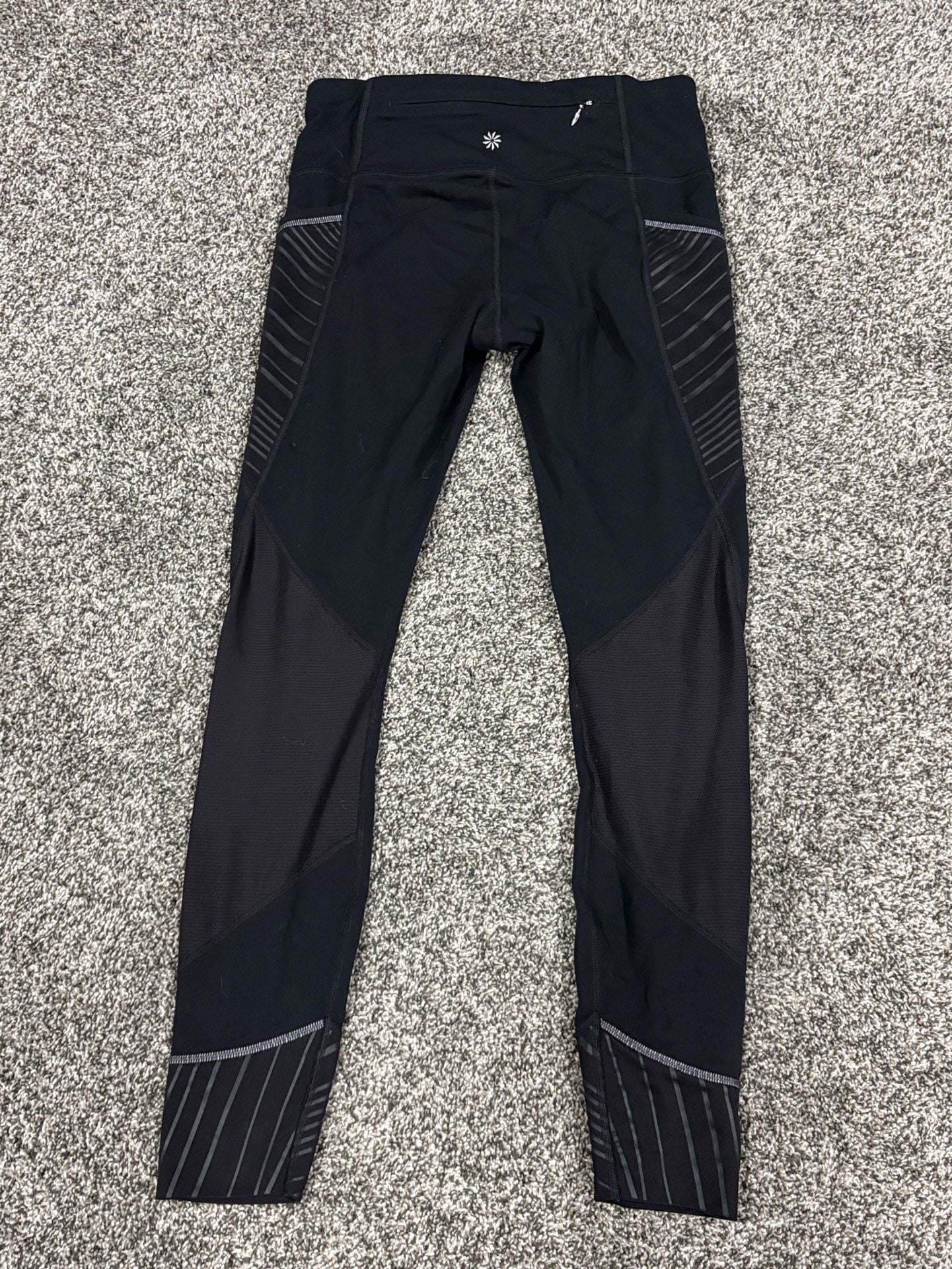 Athleta Leggings Size S Black Striped Athletic Activewear Pants 5