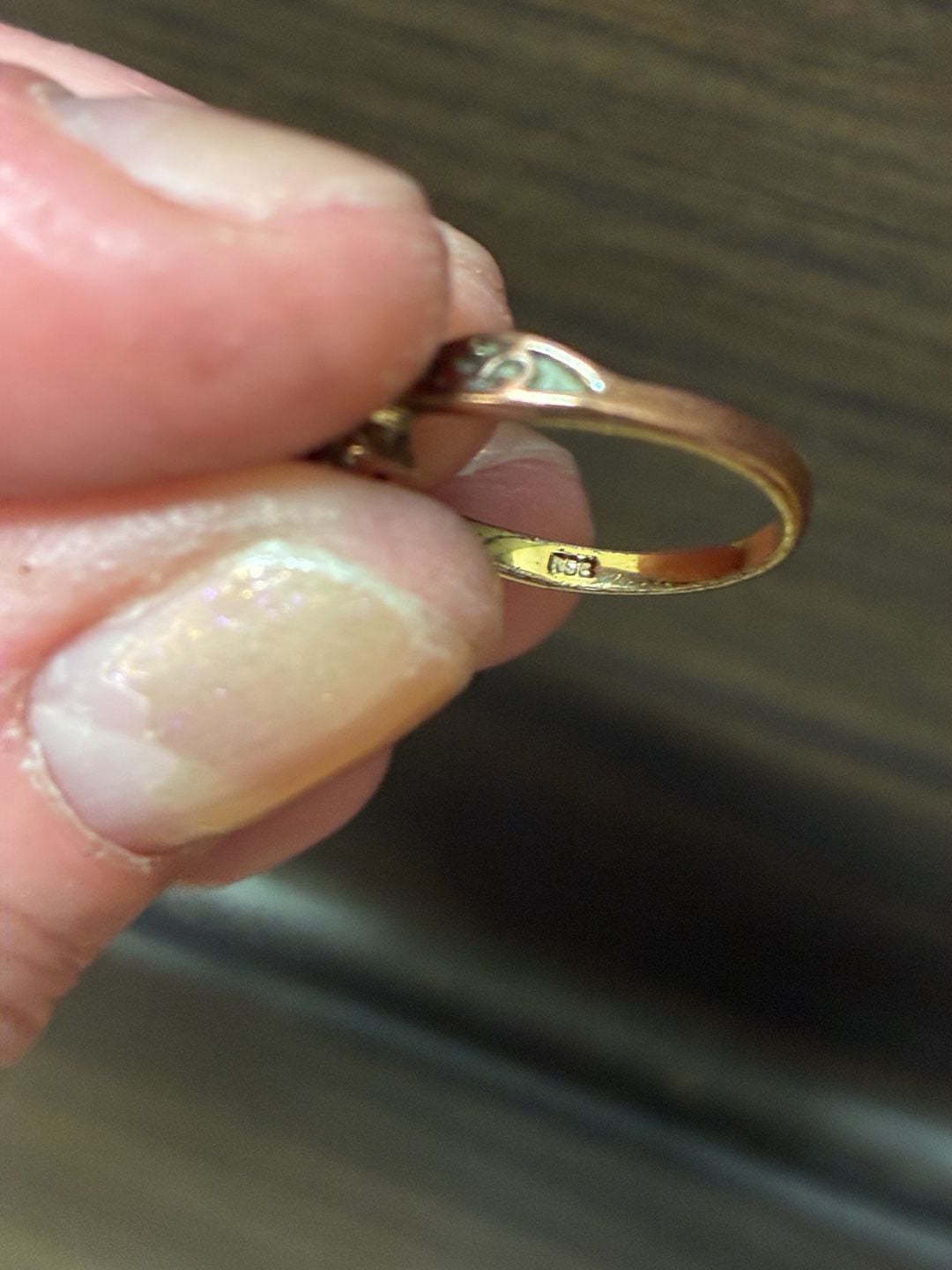 Vintage 1980s RSC Marquise Pastel Stone Rose Gold Ring 8