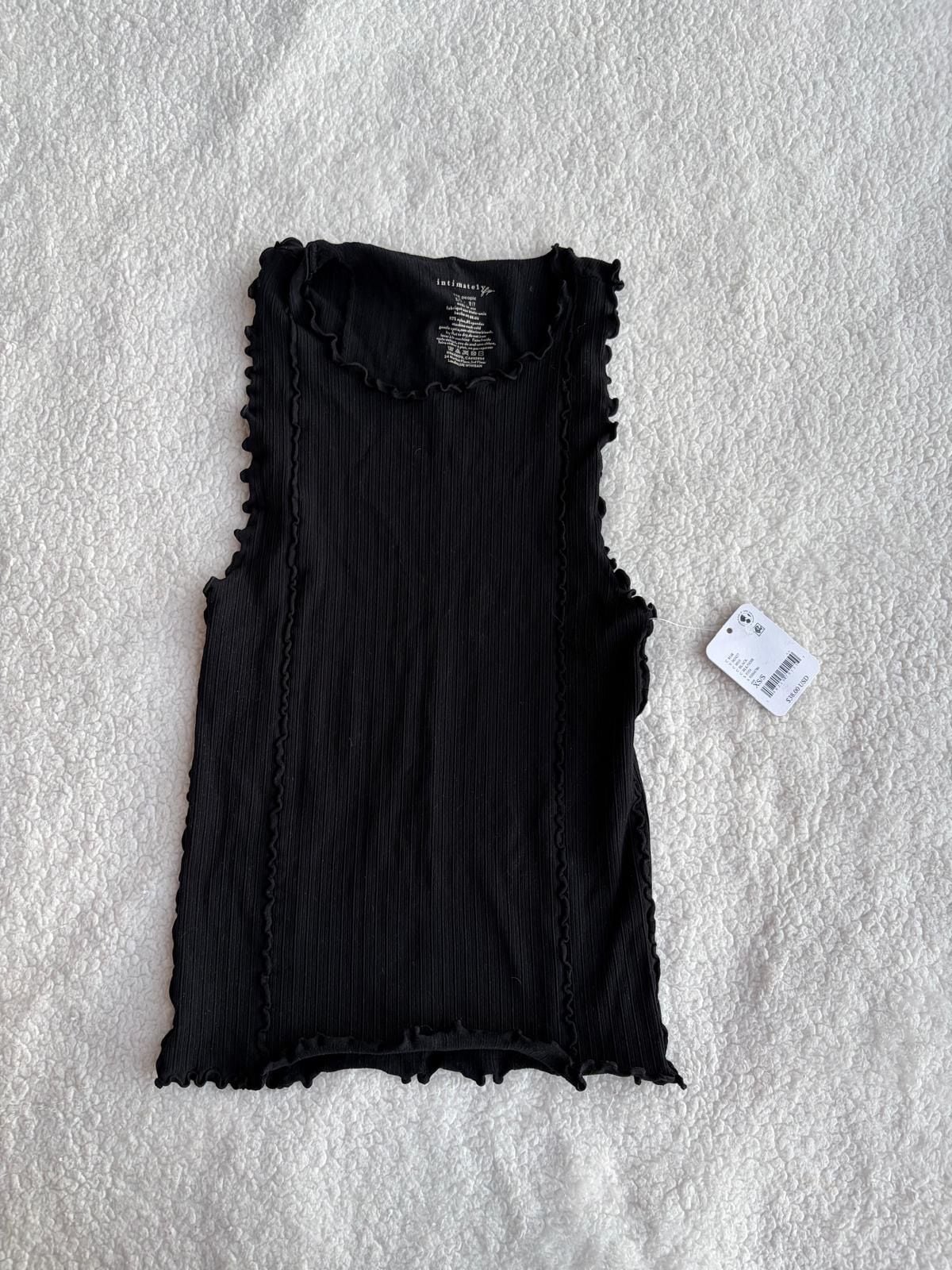 Intimately Free People Lettuce Trim Tank Top Size XS/S Black Ribbed 2