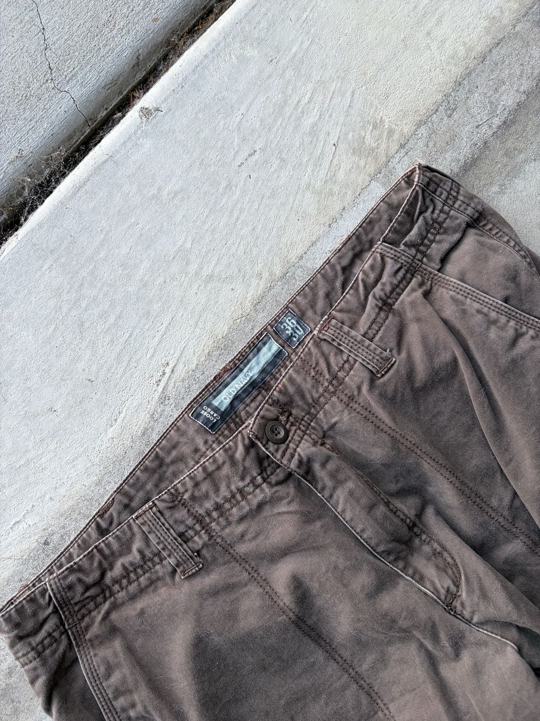 Old Navy Loose Cargo Pants Size 36x30 Brown Cotton Utility Workwear 4