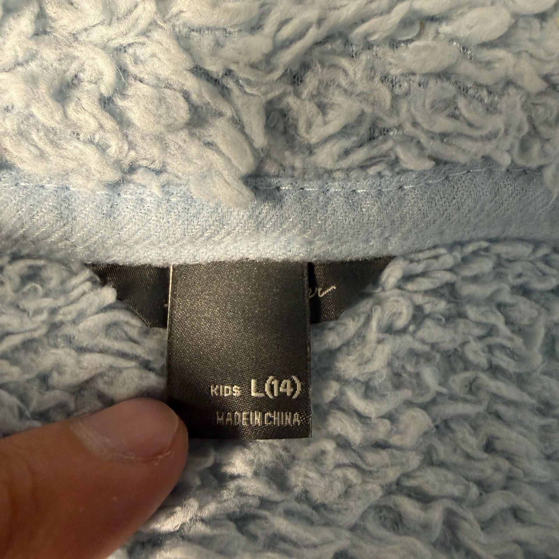 Eddie Bauer Sherpa Fleece Hoodie Size youth L (14) Light Blue Jacket 4